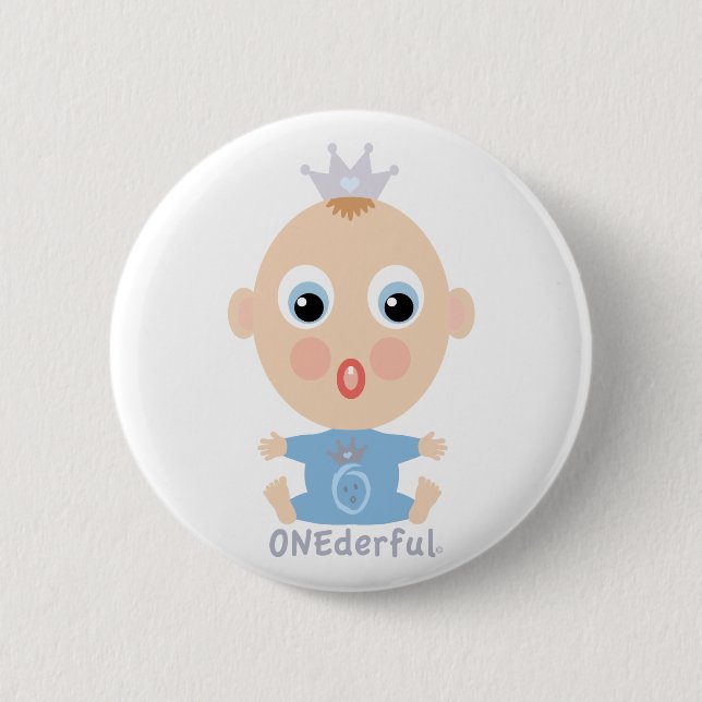 ONEderful BABY Face - blue 2 Inch Round Button (Front)