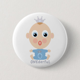 ONEderful BABY Face - blue 2 Inch Round Button