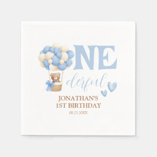 Onederful Bear Hot Air Balloon 1st Birthday Napkin