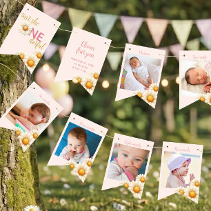 ONEderful Daisy 12 Month Photo 1st Birthday Daisy Bunting Flags