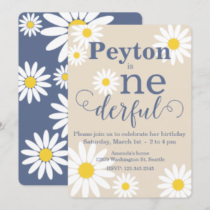 Onederful Daisy First Birthday Invitation
