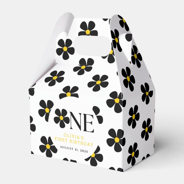  Onederful Floral 1st Birthday Party Favor Box (Front Side)