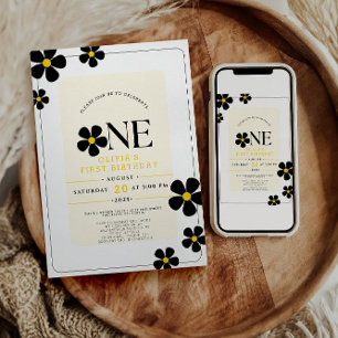 Onederful Floral 1st Birthday Party Invitation