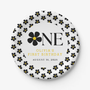 Onederful Floral 1st Birthday Party Paper Plate
