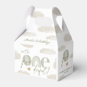 Onederful Hot Air Balloon Sage Green 1st Birthday Favor Box