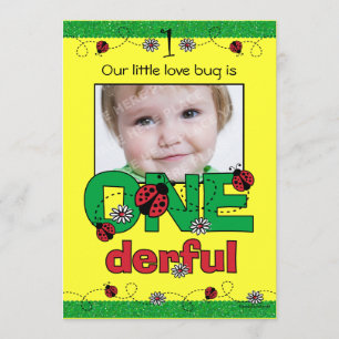 ONEderful Ladybug 1st Birthday Custom Invitations