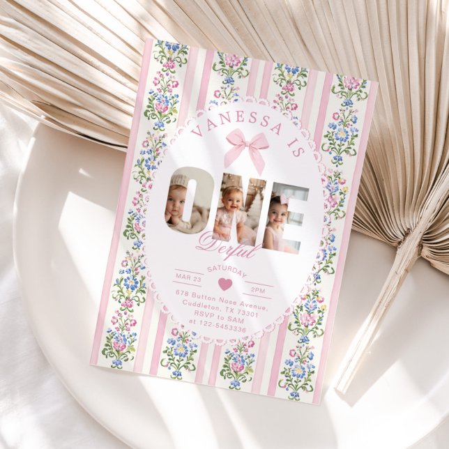 Onederful Love Shack 1st Birthday Photo collage Invitation (Creator Uploaded)