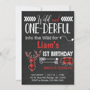 Onederful lumberjack boy first birthday invite. invitation