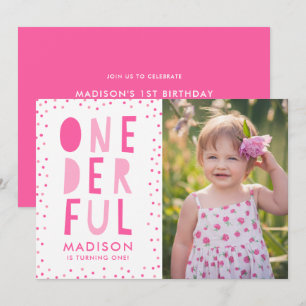 Onederful   Photo First Birthday Party Invitation