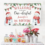 ONEderful | Snowman Christmas 1st Birthday Party Banner<br><div class="desc">Get ready for a Christmas 1st birthday celebration! Elevate your little one's special day with our 'ONEderful Snowman Christmas Party Banner'. Shop today and make this first birthday party truly unforgettable!</div>
