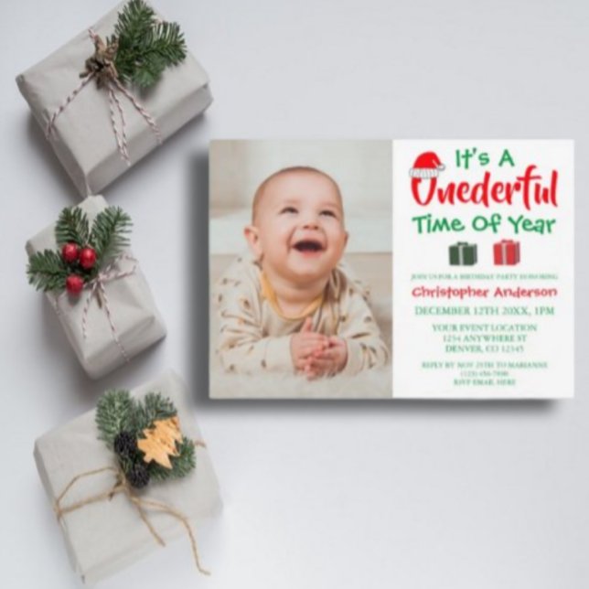 Onederful Time Of Year Christmas 1st Birthday Invitation (Creator Uploaded)