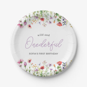 Onederful Wildflower First Birthday Paper Plate