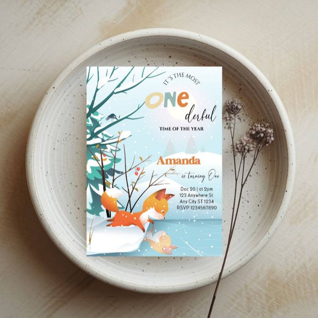 Onederful Winter 1st Birthday Girl Party Invitation (Creator Uploaded)