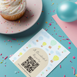 Onederful World Hot Air Balloon 1st Birthday Enclosure Card