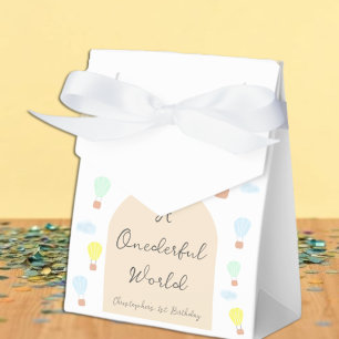 Onederful World Hot Air Balloon 1st Birthday Favor Box