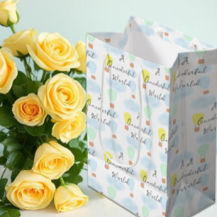 Onederful World Hot Air Balloon 1st Birthday Medium Gift Bag