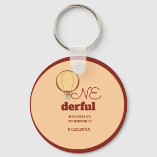 Onederful YAK Hot Air Balloon 1st Birthday Keychain
