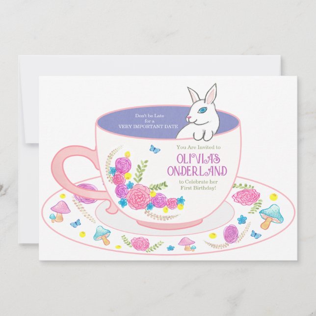 Onederland First Birthday Invitation Aquarelle (Devant)