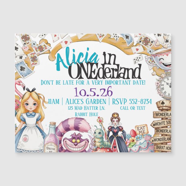 ONEderland First Birthday Invitation Magnet (Front)