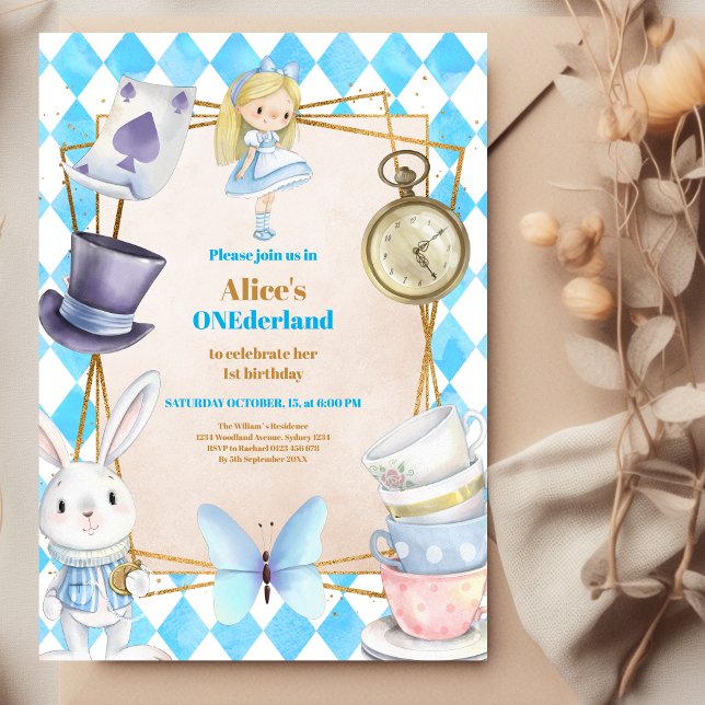 Onederland Tea  Alice in Wonderland 1st Birthday  Invitation (Creator Uploaded)
