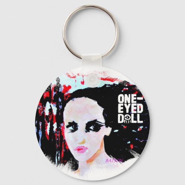 oneeyed doll  painting w logo keychain (Front)