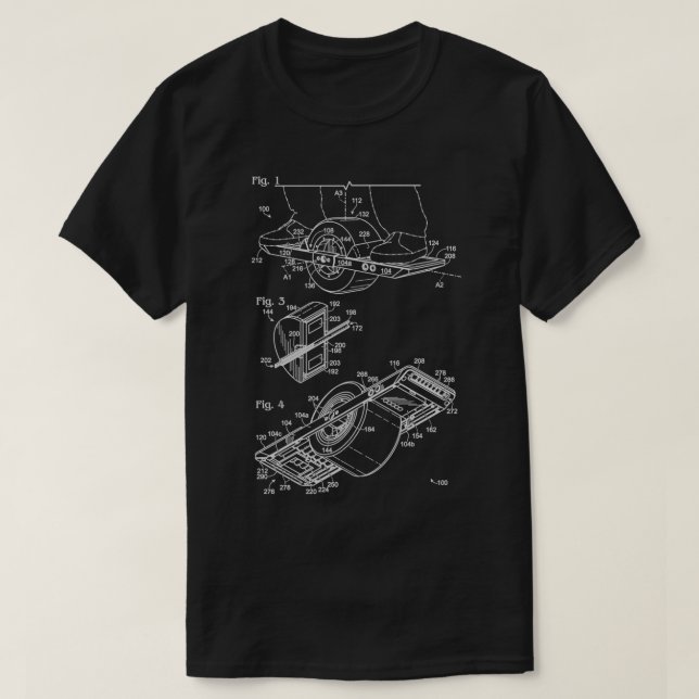 Onehweel Owner Gift  Retro Onewheel Patent Drawing T-Shirt (Design Front)