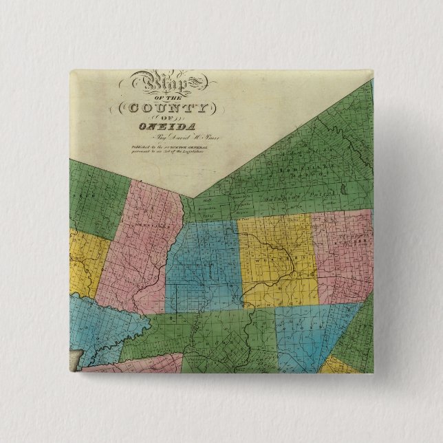 Oneida County 2 Inch Square Button (Front)