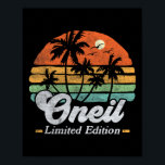 Oneil Surname Funny Retro 90s Birthday Beach Famil Poster<br><div class="desc">Oneil Surname Funny Retro 90s Birthday Beach Family Vacation</div>