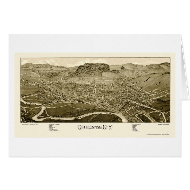 Oneonta, carte panoramique de NY - 1884 (Devant horizontal)