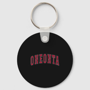 Oneonta New York Souvenir College Style Red Text T Keychain