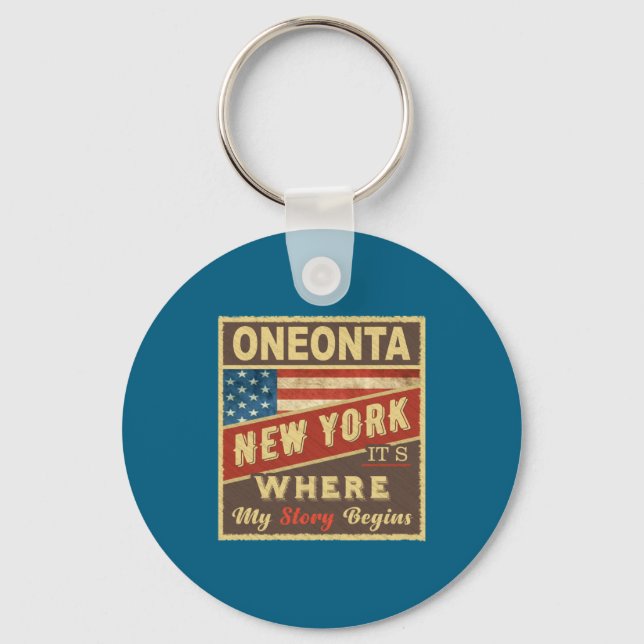 Oneonta Ny Its Where My Story Begins _1  Keychain (Front)