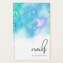 Ongles d'aquarelle à la menthe brillante