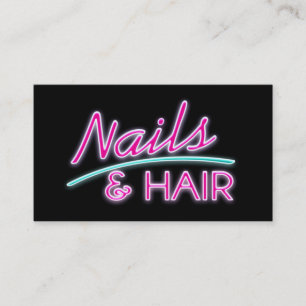 Ongles et cartes de visite de néon de cheveux