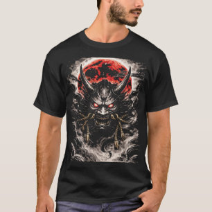 Oni Demon in Red Moon - Japanese Anime Art T-Shirt