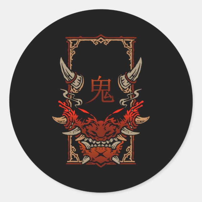 Oni Hannya Ghost Japanese Classic Round Sticker (Front)