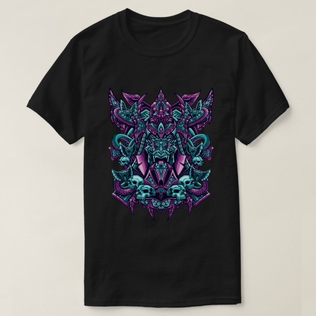 Oni mask and Skull T-Shirt (Design Front)