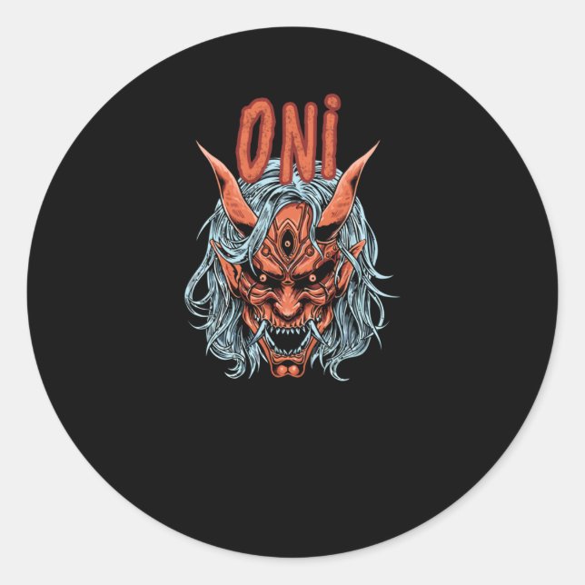 Oni Mask Classic Round Sticker (Front)