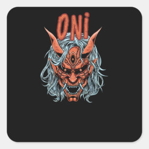 Oni Mask Square Sticker