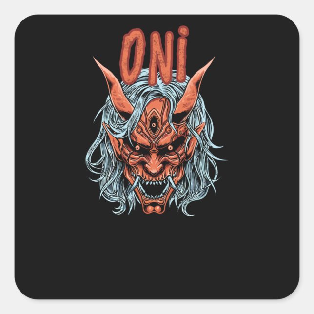 Oni Mask Square Sticker (Front)