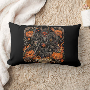 Oni Samurai Biker Halloween Lumbar Pillow