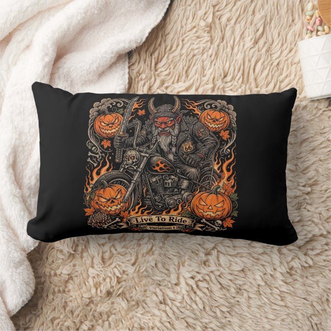 Oni Samurai Biker Halloween  Lumbar Pillow (Blanket)