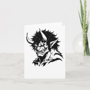 Oni Yokai Japanese Outline Portrait Sticker Card