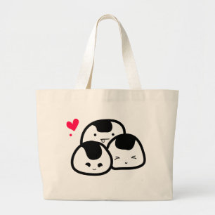 onigiri friends large tote bag