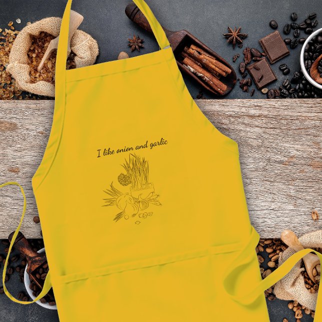  Onion and garlic kitchen Black adult apron (Creator Uploaded)