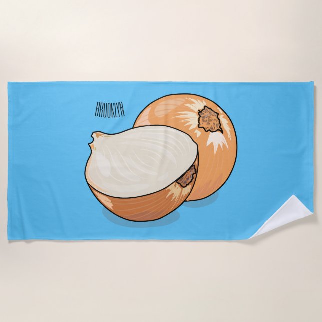 Onion cartoon illustration  beach towel (Front)