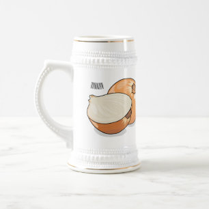 Onion cartoon illustration beer stein