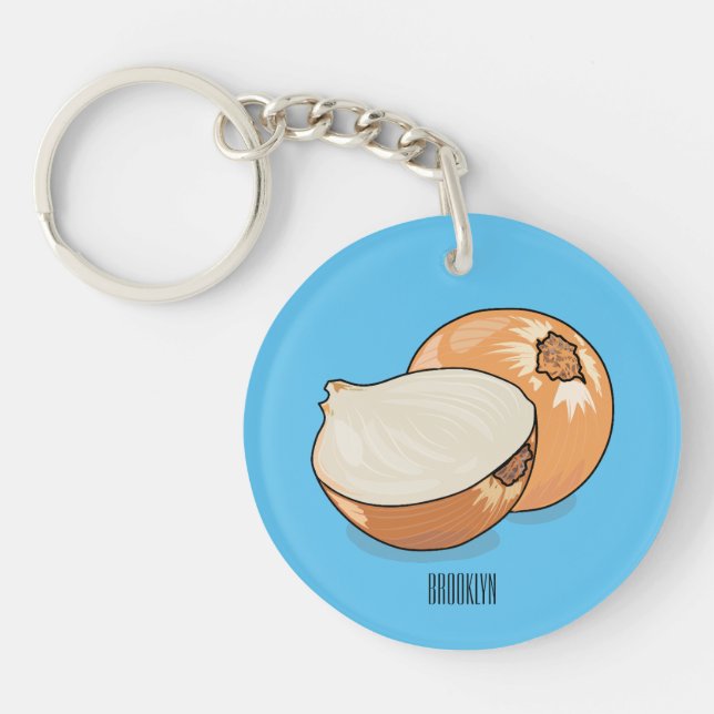 Onion cartoon illustration  keychain (Front)