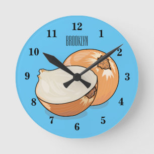 Onion cartoon illustration round clock