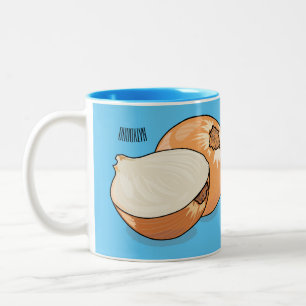 Onion cartoon illustration  Two-Tone coffee mug