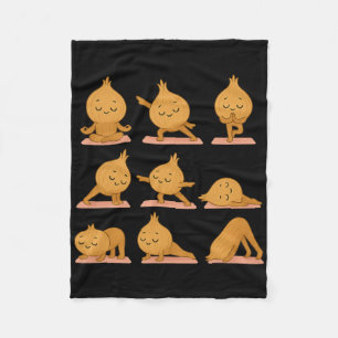 Onion Doing Yoga Vegan Kawaii Zen Meditation Fleece Blanket